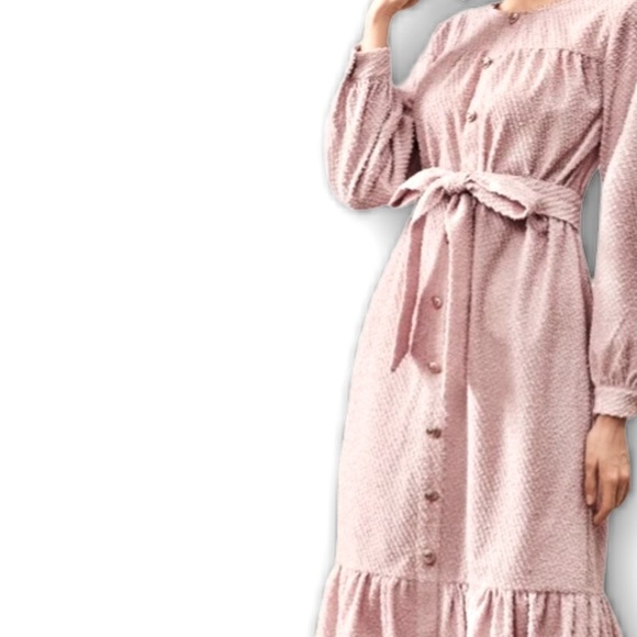 ✌🏼 #2487 Self Belted Flip Hem Button Front Dress - Picture 13 of 16